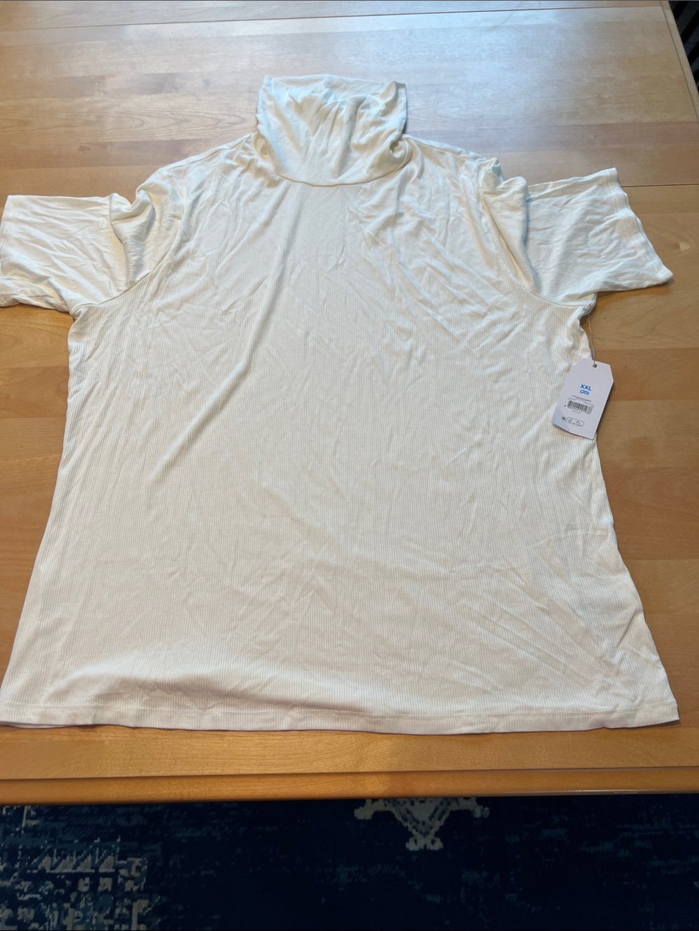 NWT Time and Tru XXL 20 white shirt sleeve ribbed turtleneck shirt